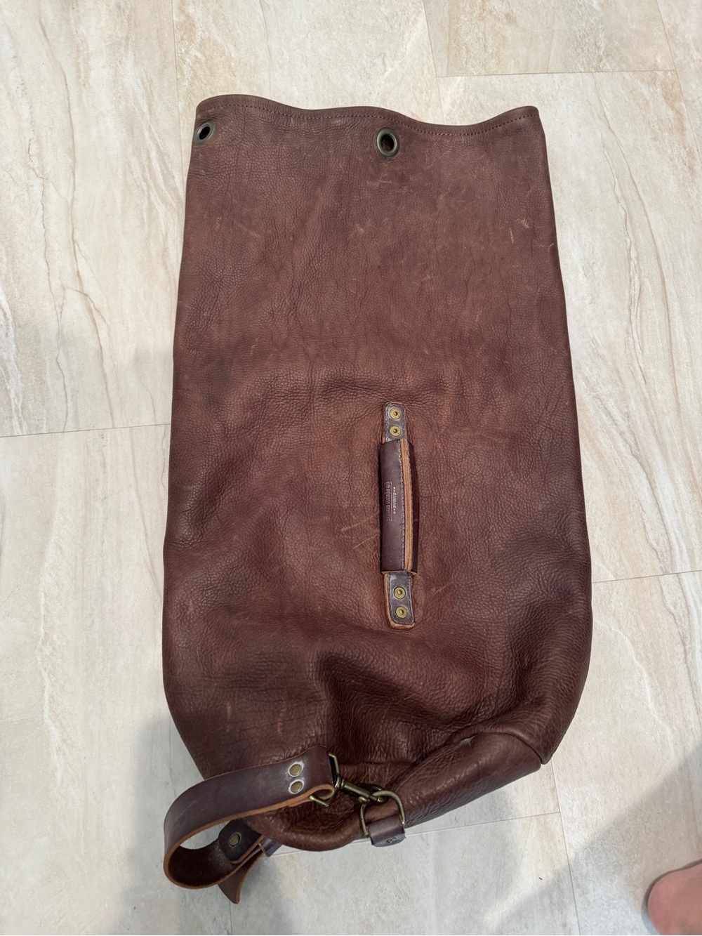 $525 Go Forth Goods Men's Brown Genuine Leather Sling Duffel bag sample sale XXL - Picture 8 of 10